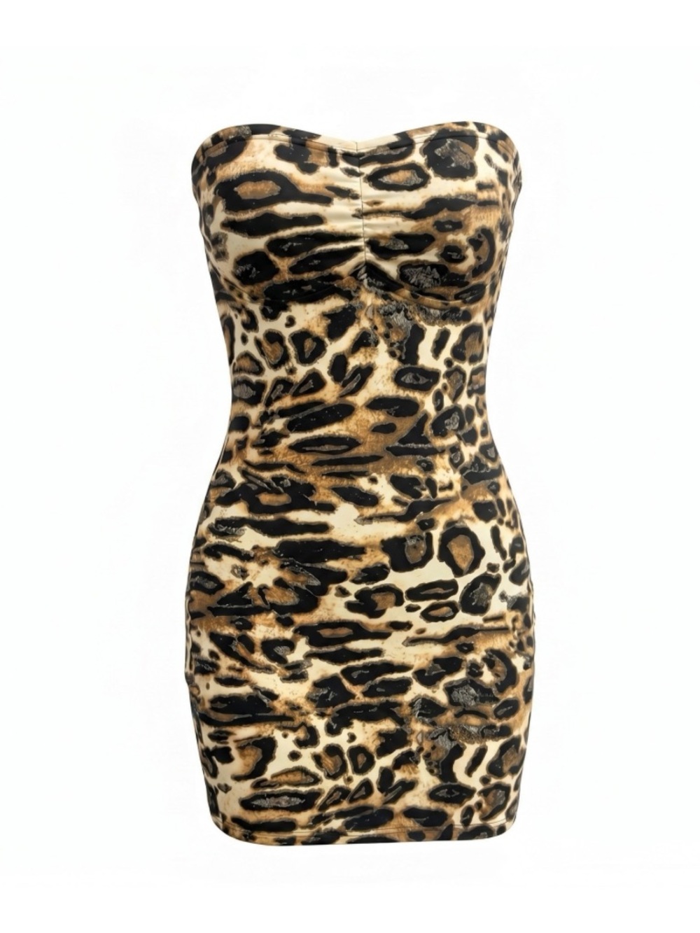 GrlFriday Shop Velvet Leopard Strapless Mini Dress